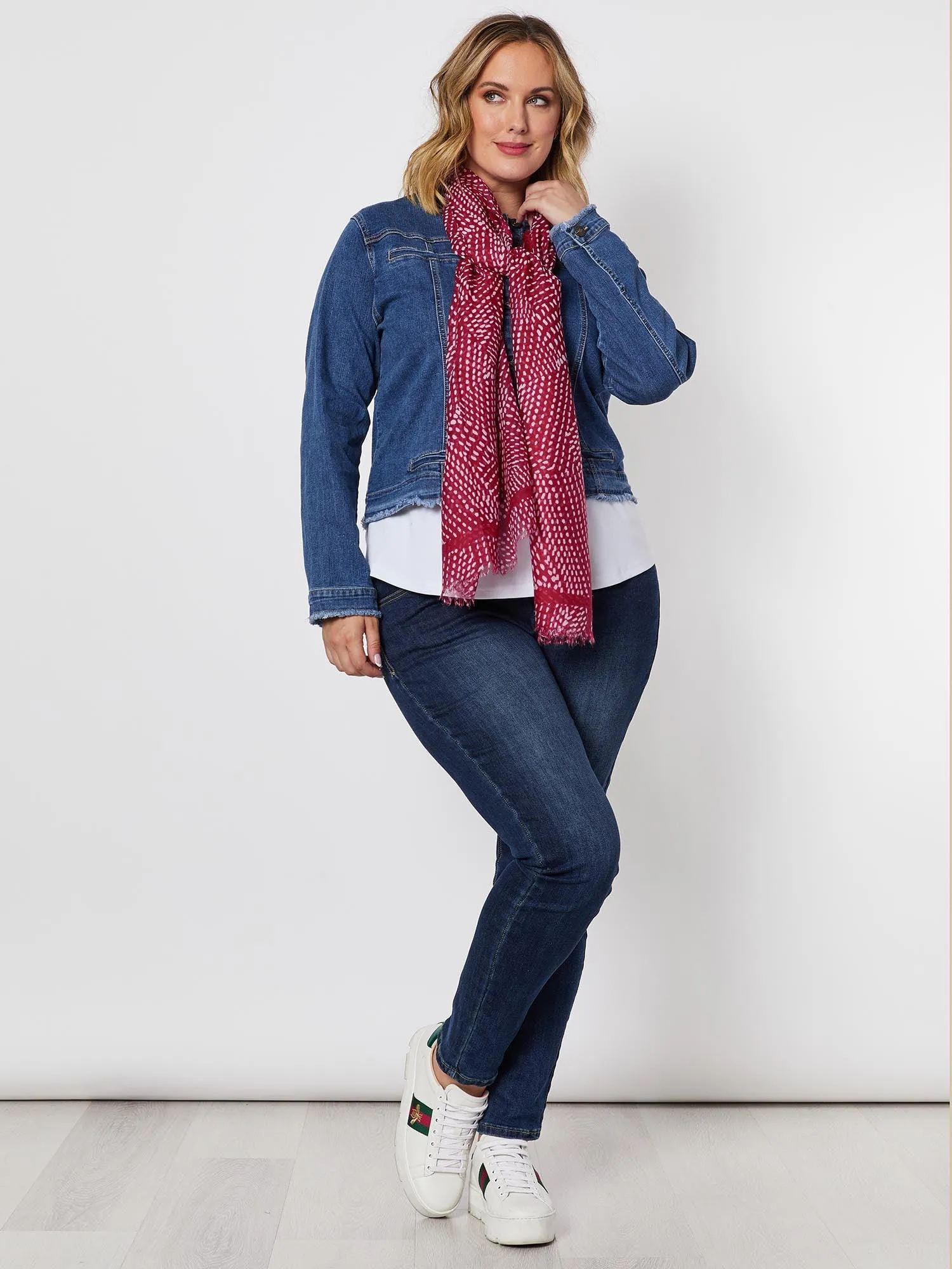 Droplets Printed Scarf - Red sold by RC & Co product image thumbnail 3