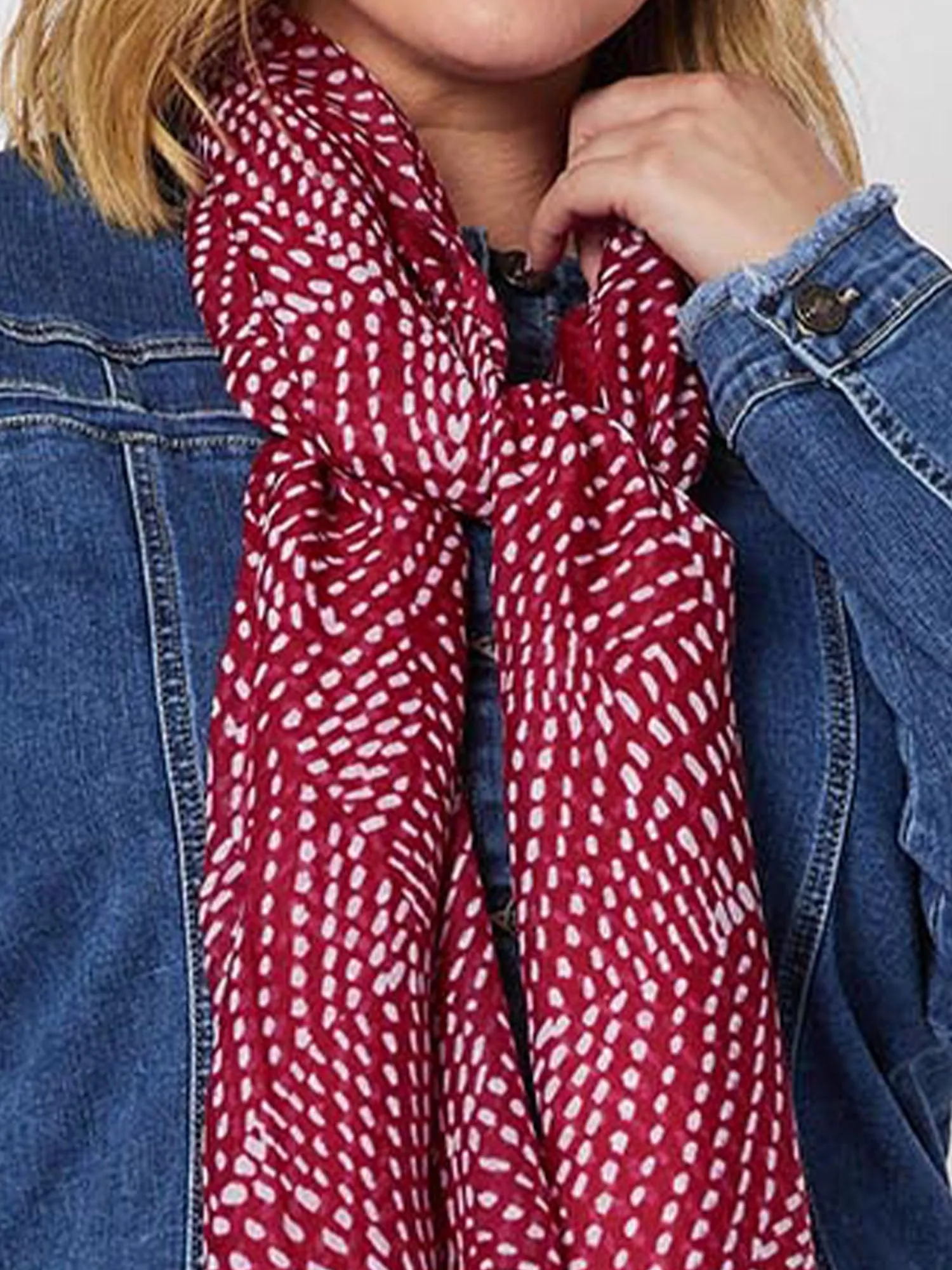 Droplets Printed Scarf - Red sold by RC & Co product image thumbnail 2