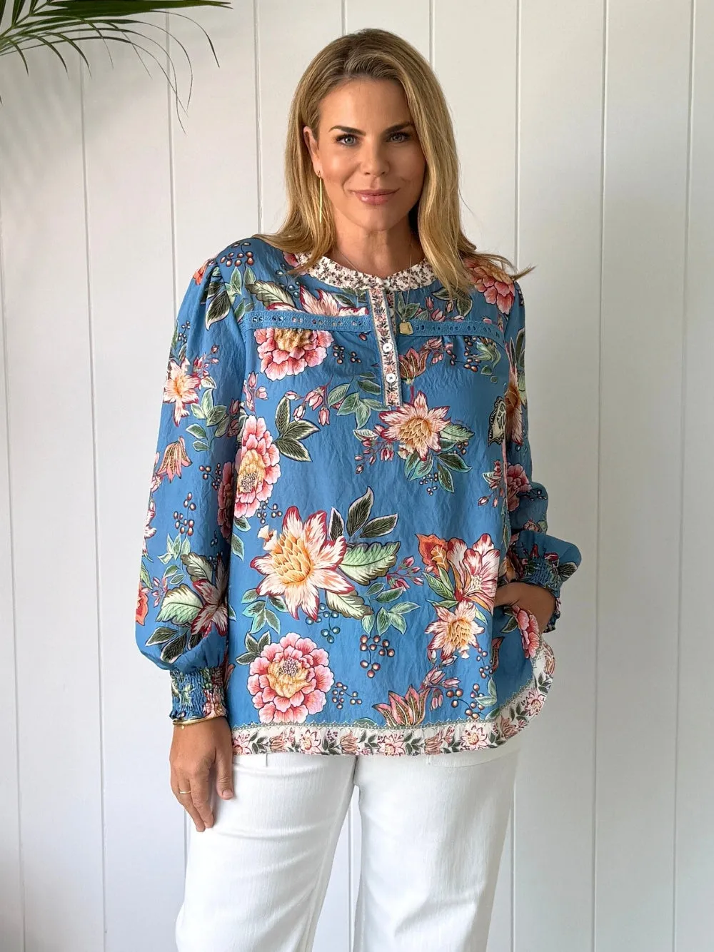 Vintage Rose Floral Print Top - Multi sold by RC & Co