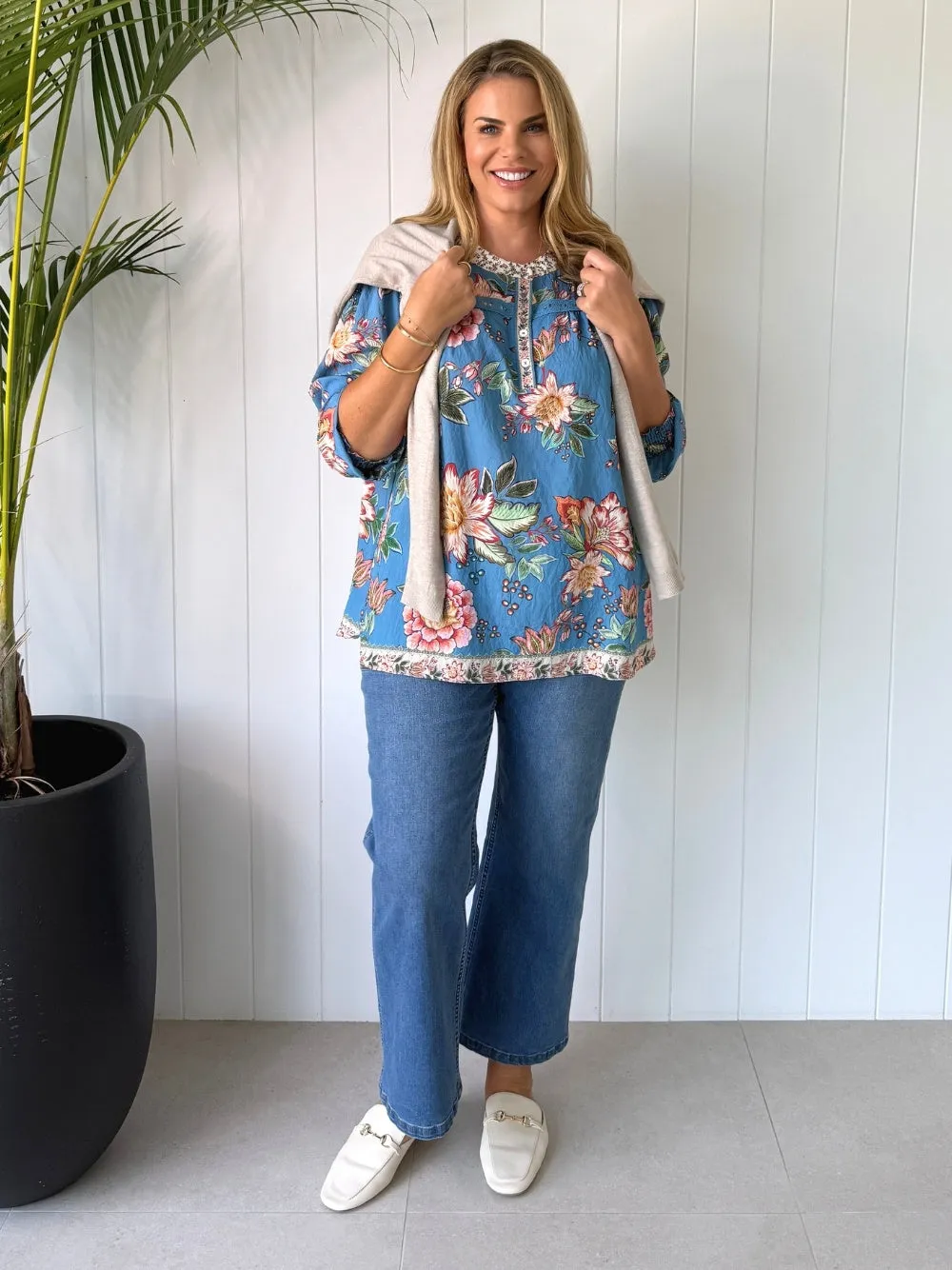 Vintage Rose Floral Print Top - Multi sold by RC & Co product image thumbnail 4