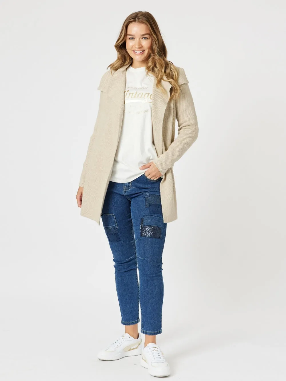 Vintage Long Sleeve Print Tee - White/Gold sold by RC & Co product image thumbnail 5