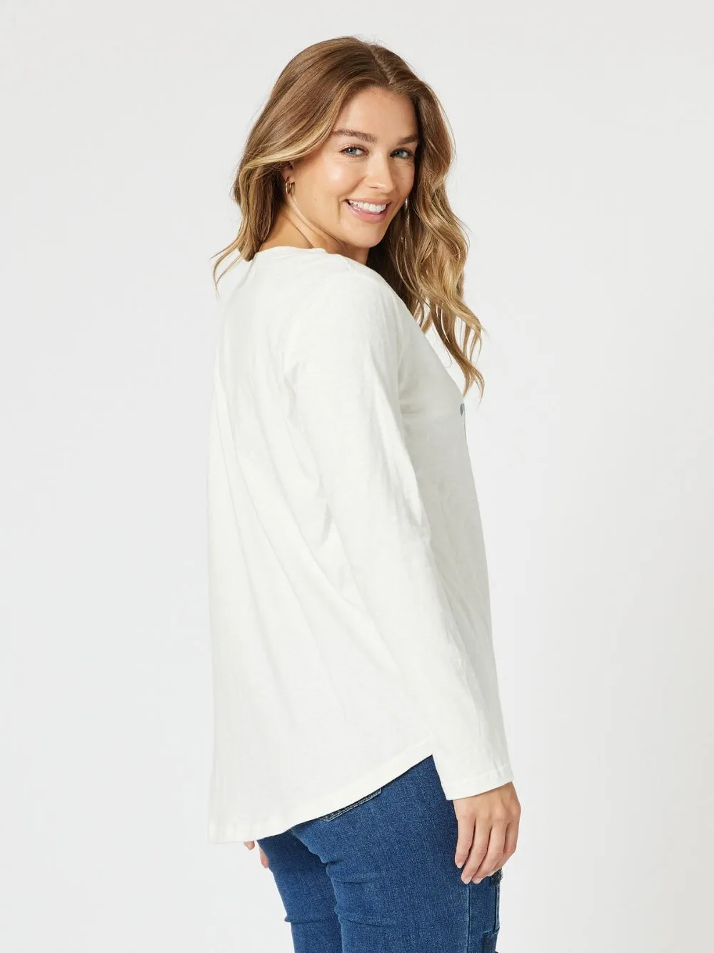 Vintage Long Sleeve Print Tee - White/Denim sold by RC & Co product image thumbnail 4