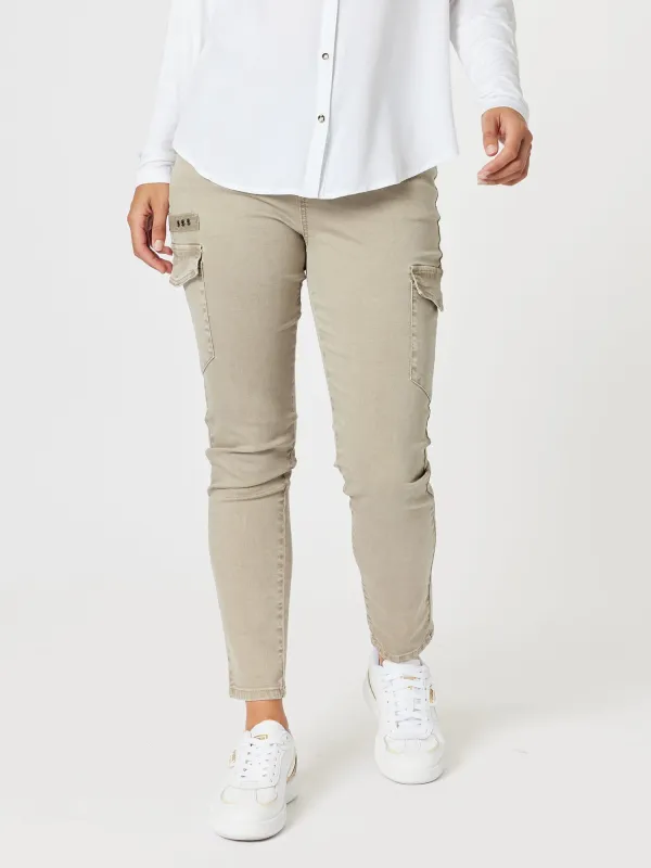 Paige Cargo Slim Leg Jean - Washed Natural sold by RC & Co