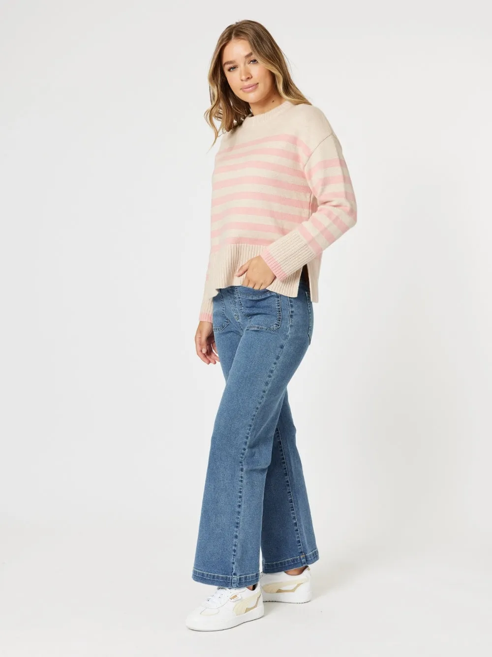 Carpenter Stretch Wide Leg Pull On Denim Jean - Washed Denim sold by RC & Co product image thumbnail 2