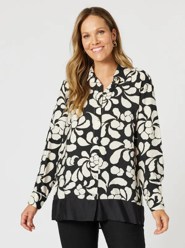 Casablanca Floral Print Shirt - Black/Chalk sold by RC & Co