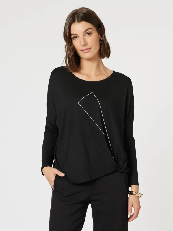 Side Twist Long Sleeve Tee - Black sold by RC & Co