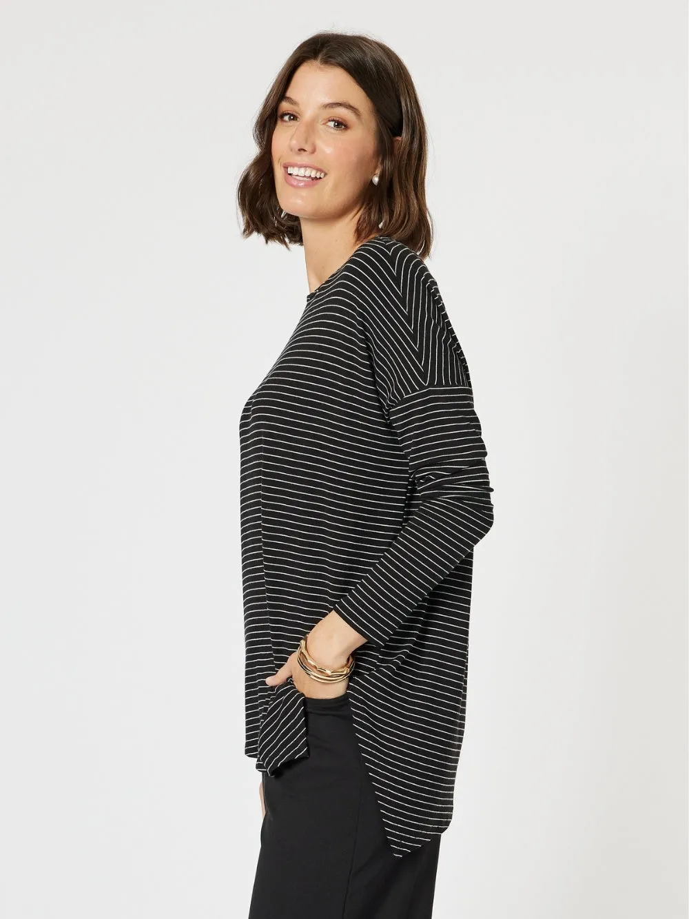 Artist Stripe Print Long Sleeve Top - Black/White sold by RC & Co product image thumbnail 3