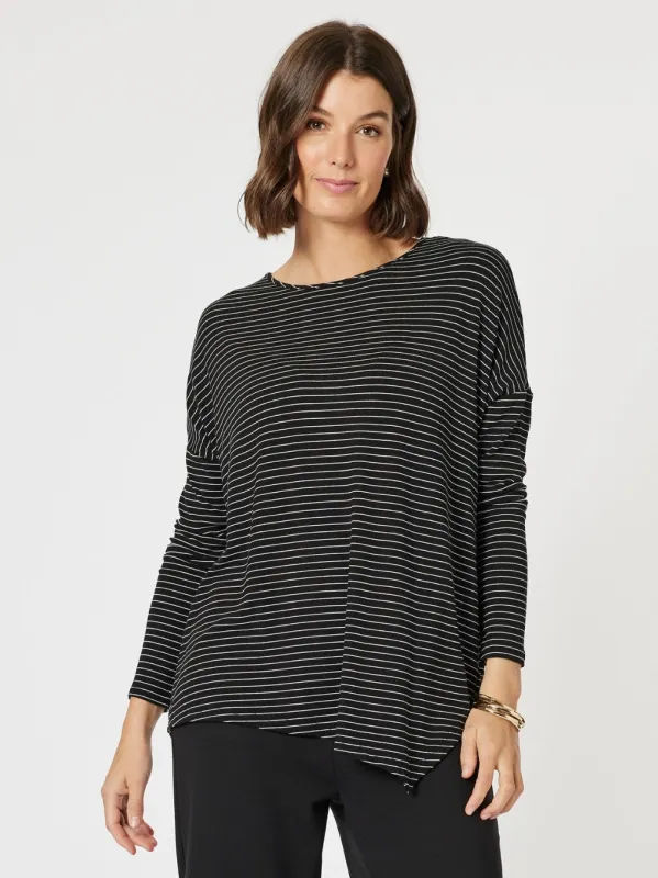 Artist Stripe Print Long Sleeve Top - Black/White sold by RC & Co