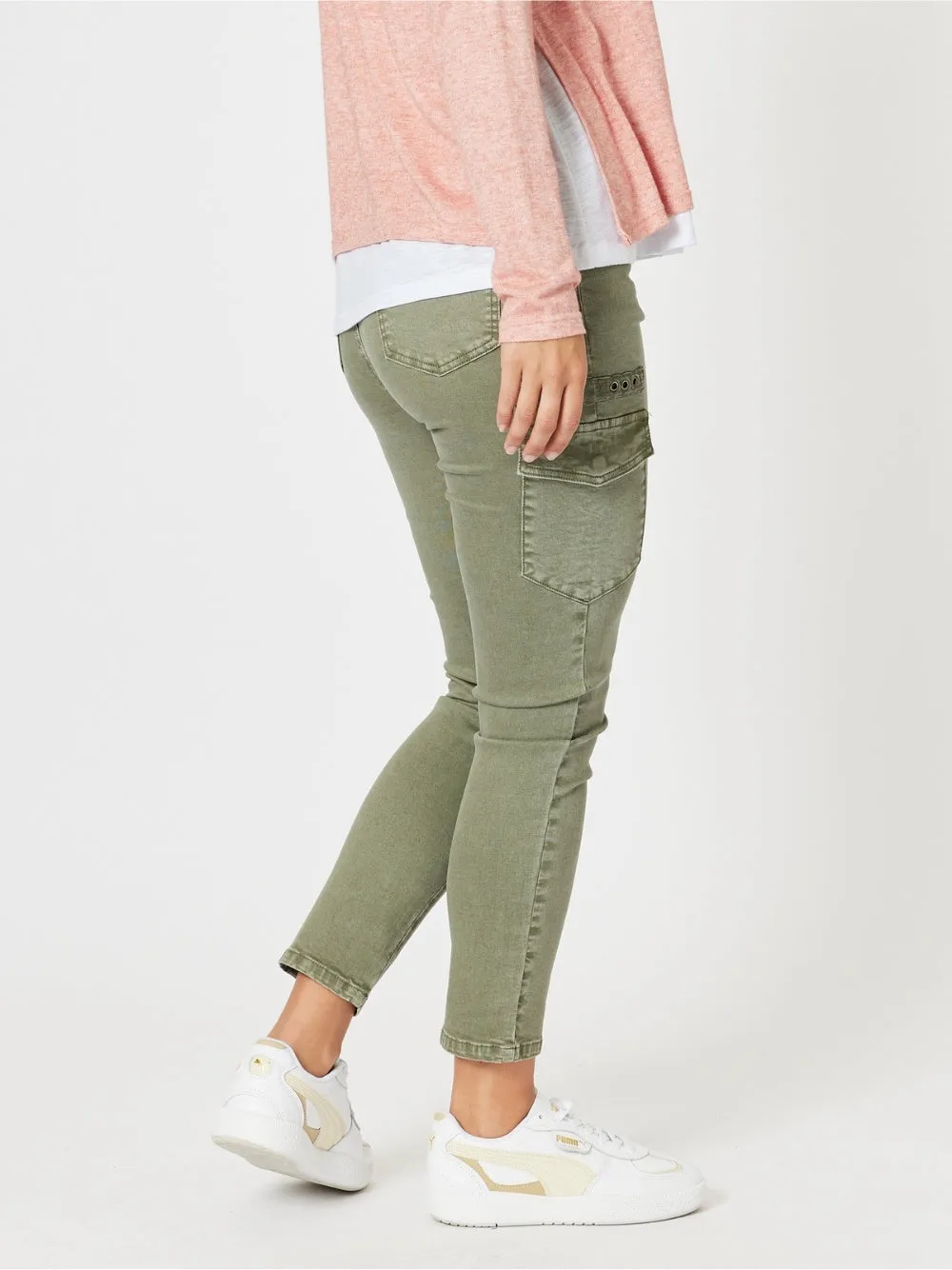 Paige Cargo Slim Leg Jean - Washed Khaki sold by RC & Co product image thumbnail 4