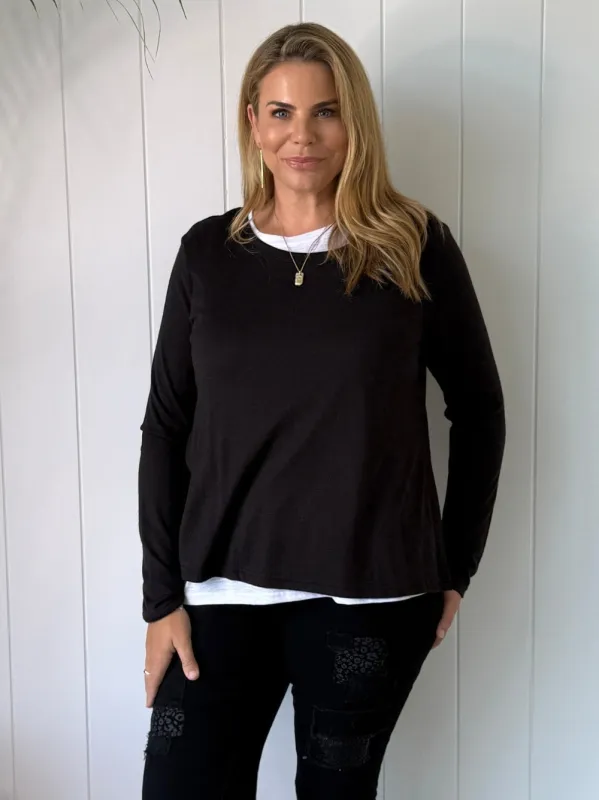 Alice 2 in 1 Knit Top - Black sold by RC & Co