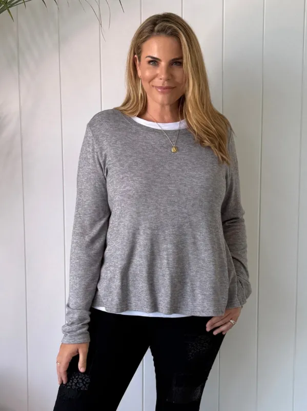 Alice 2 in 1 Knit Top - Charcoal sold by RC & Co