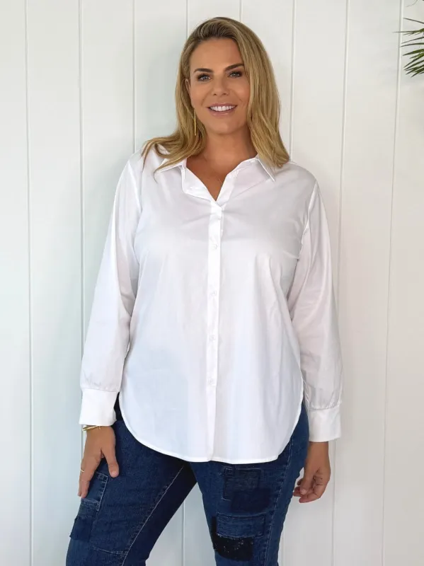 City Rib Cuff Shirt - White sold by RC & Co