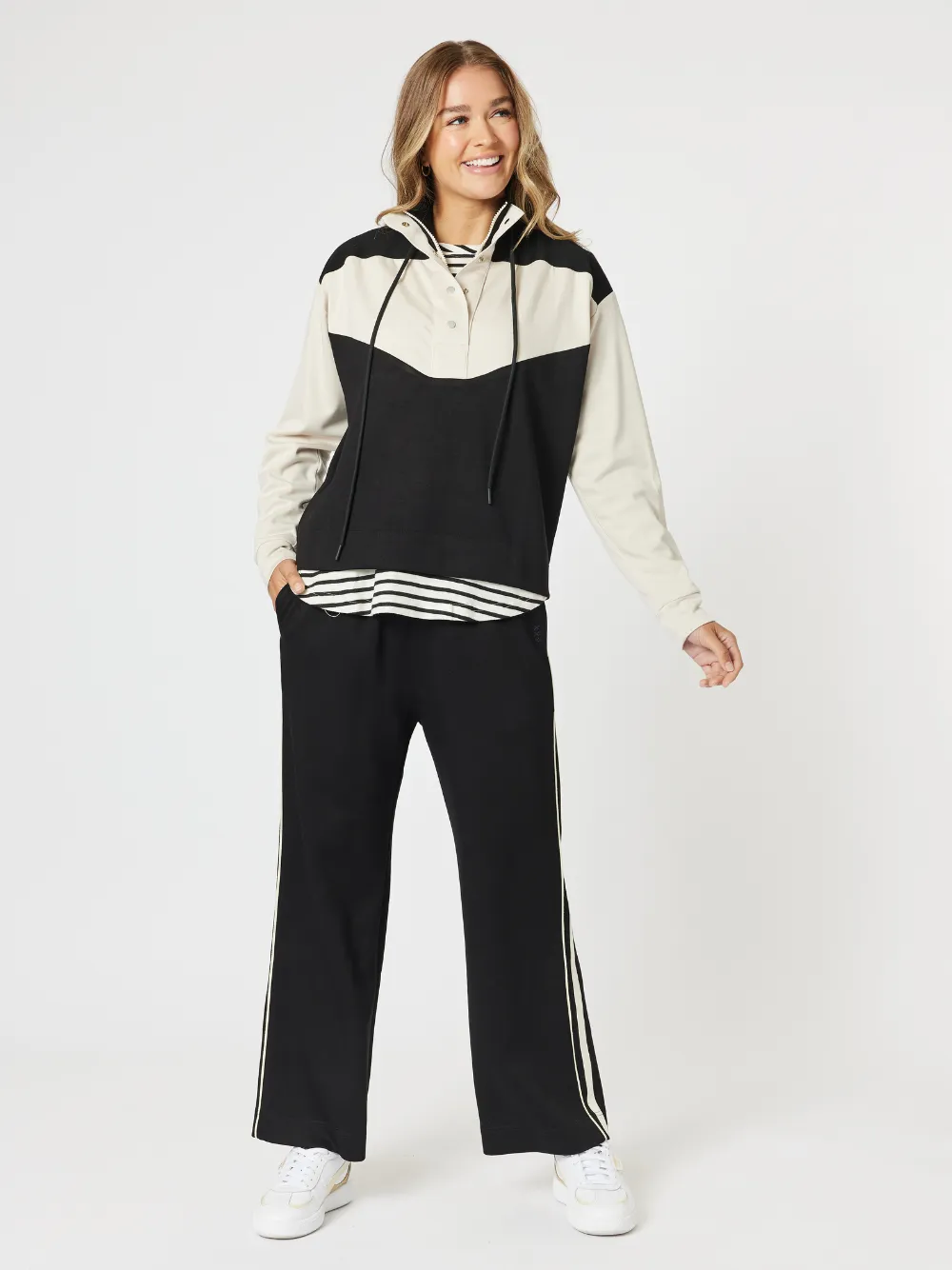 Spliced Zip Sweatshirt - Black/Chalk sold by RC & Co product image thumbnail 2