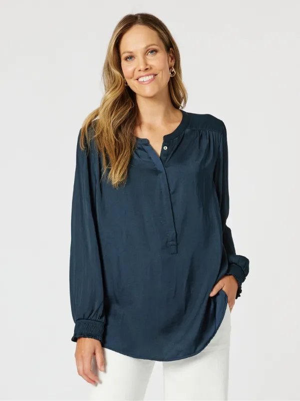 Vienna Luxe Nehru Top - Midnight sold by RC & Co