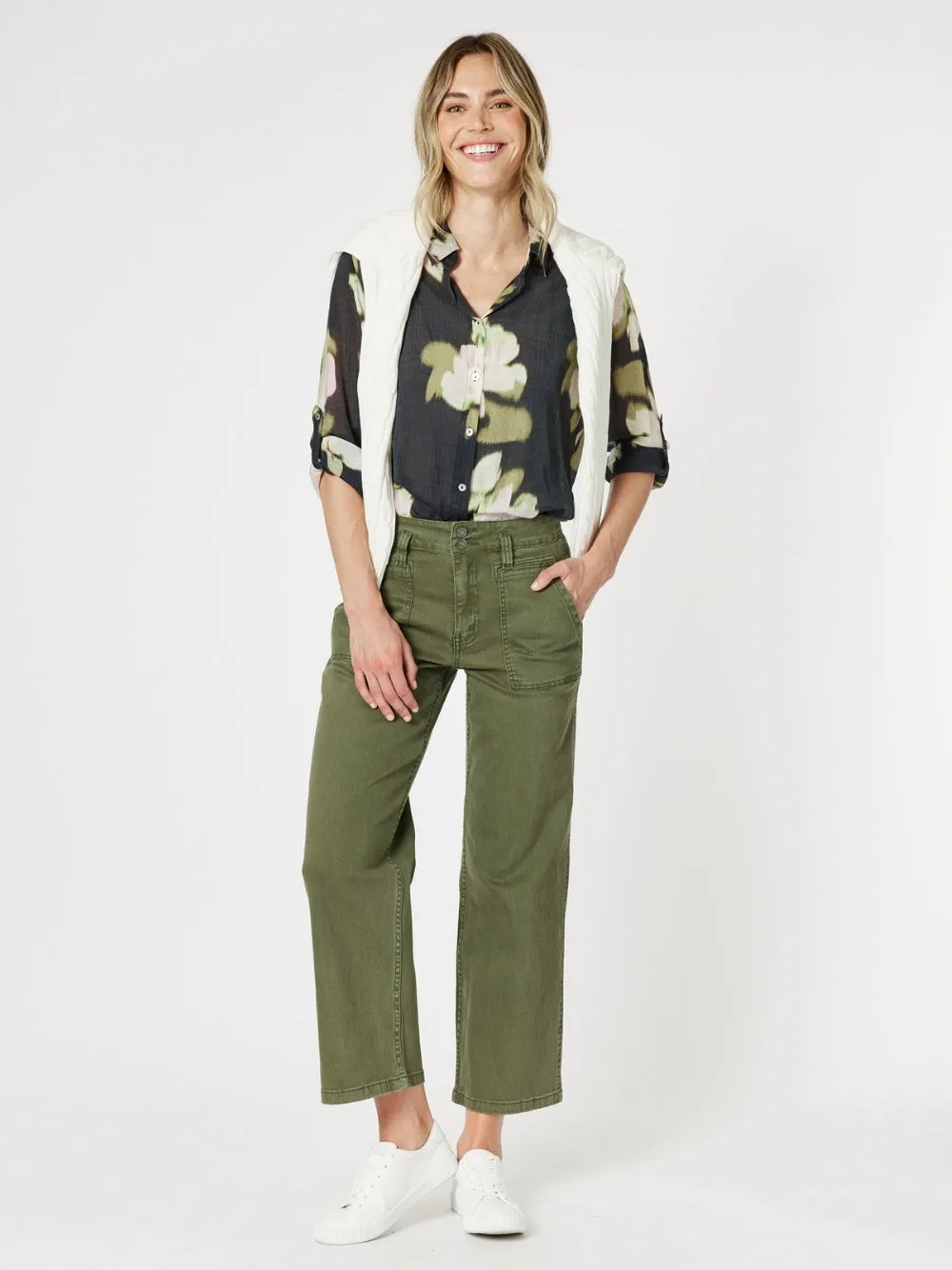 Maggie Floral Print Sheer Shirt - Black/Multi sold by RC & Co product image thumbnail 5