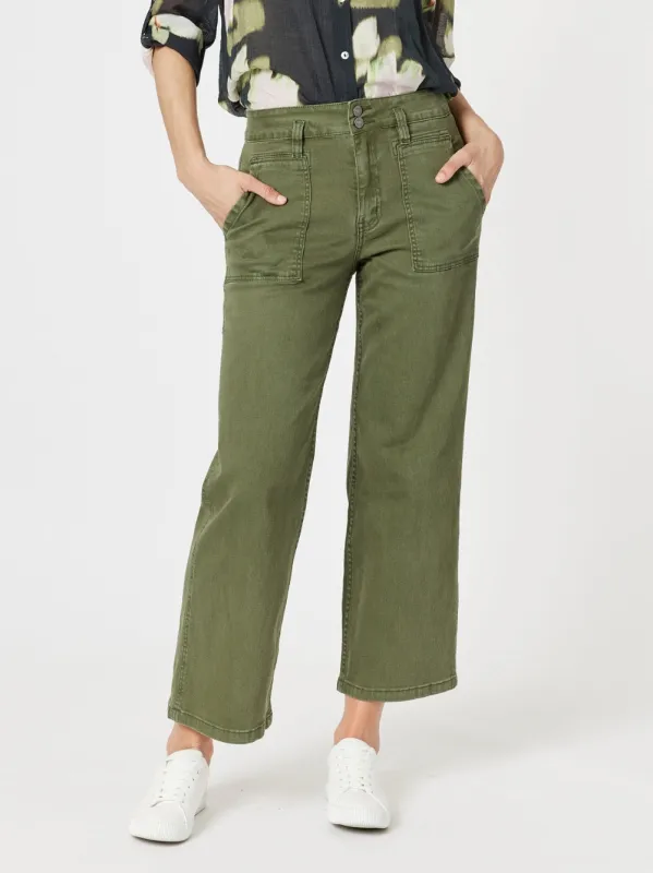 Hudson High Rise Wide Leg Jean - Khaki sold by RC & Co