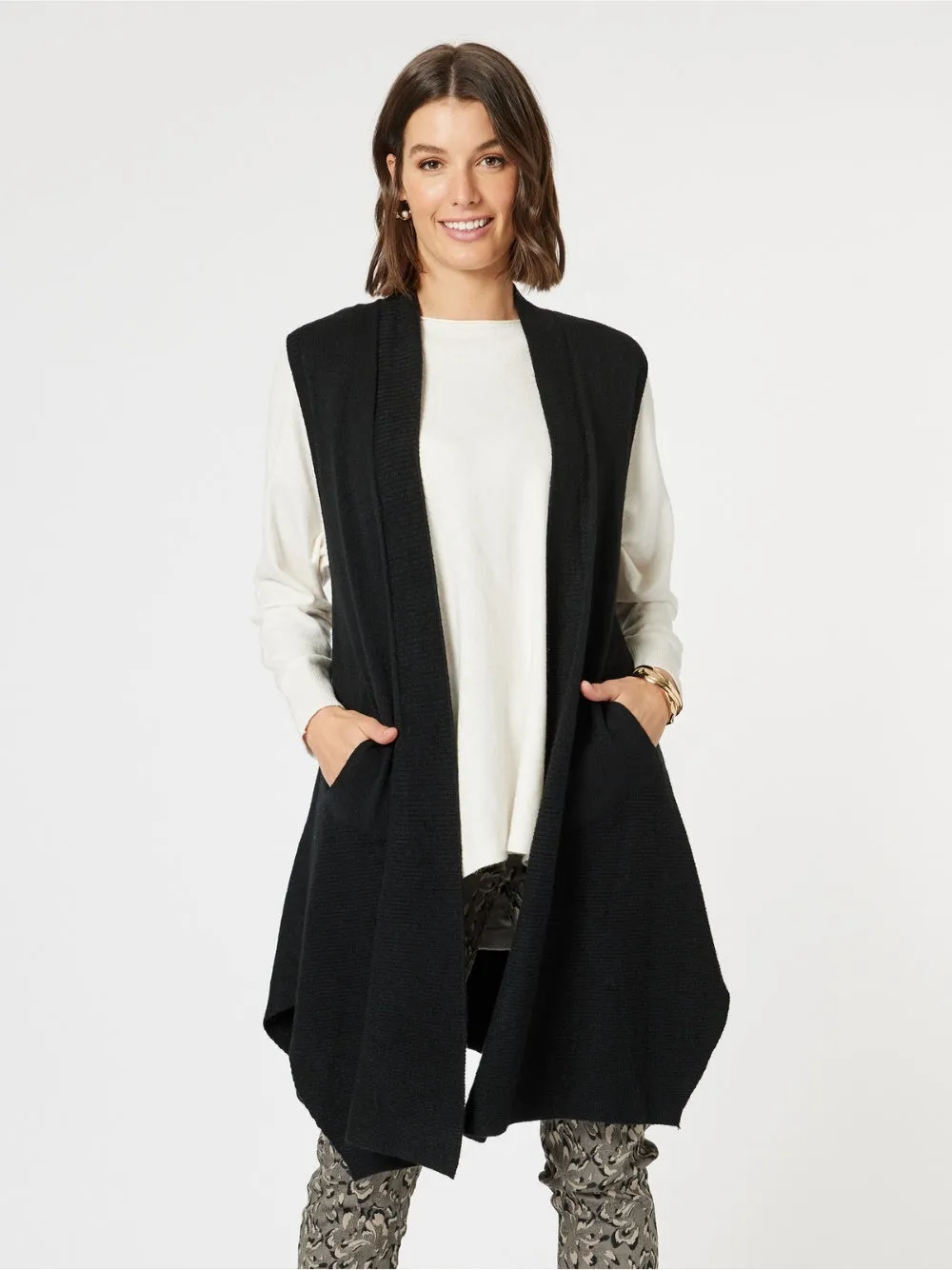 Casa Longline Knit Vest - Black sold by RC & Co