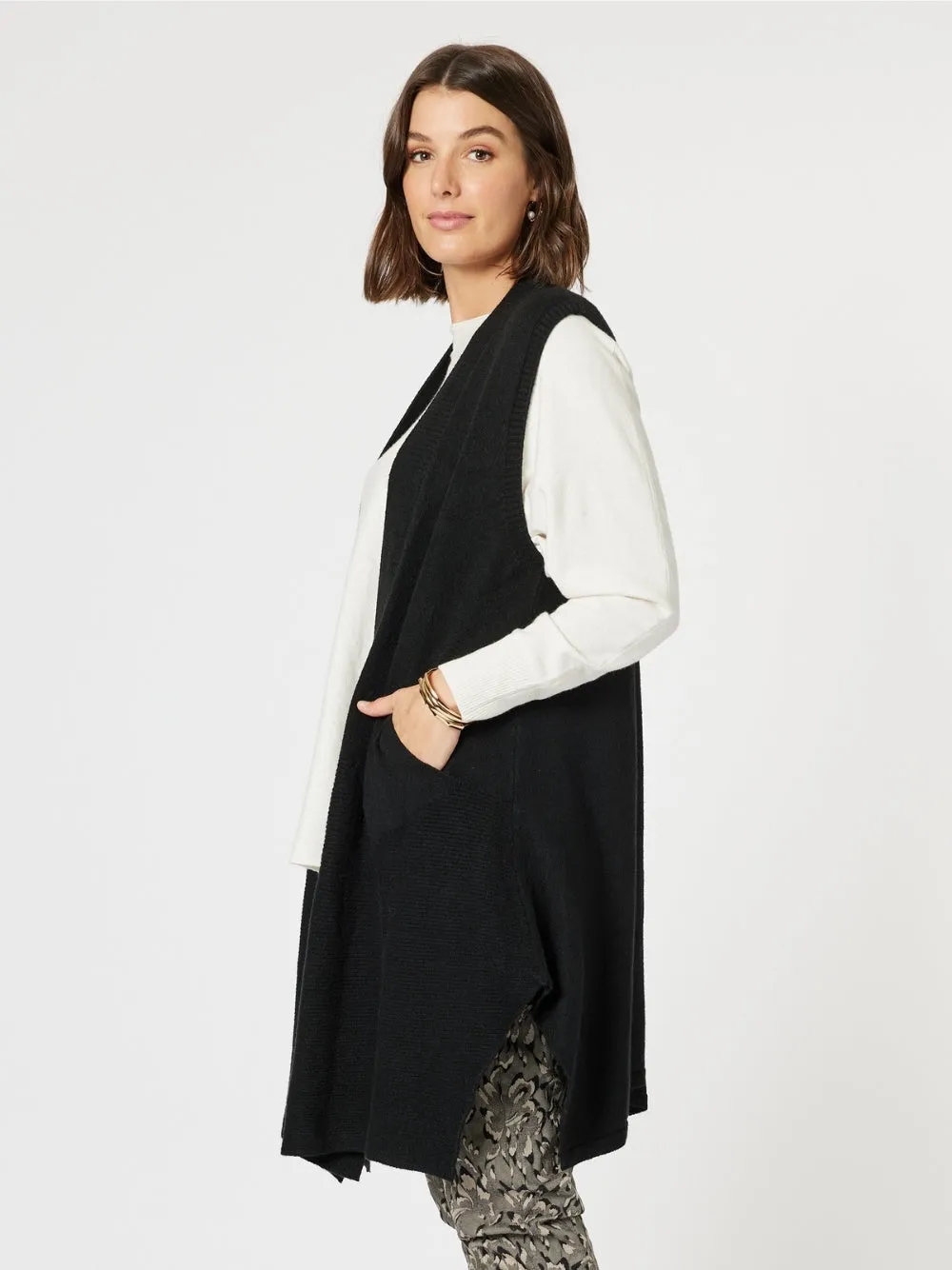 Casa Longline Knit Vest - Black sold by RC & Co product image thumbnail 3