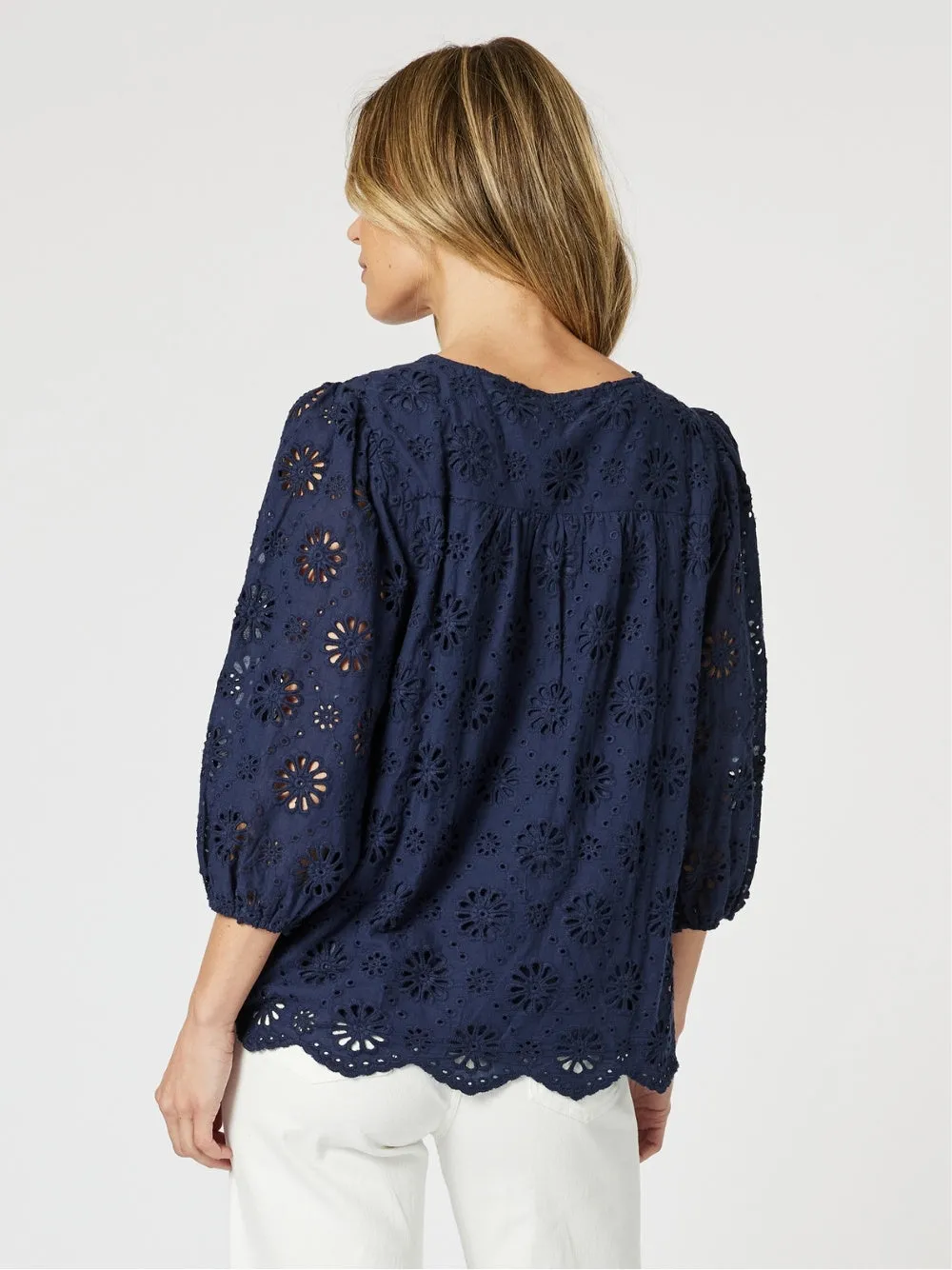 Jasmine Floral Lace Blouse - Navy sold by RC & Co product image thumbnail 5