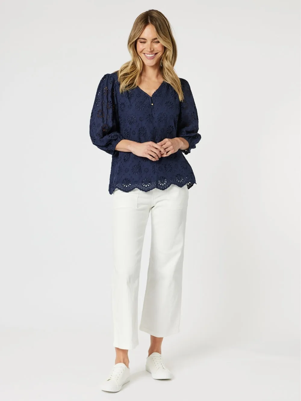 Jasmine Floral Lace Blouse - Navy sold by RC & Co product image thumbnail 2