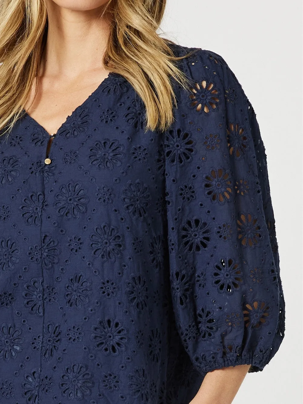 Jasmine Floral Lace Blouse - Navy sold by RC & Co product image thumbnail 3