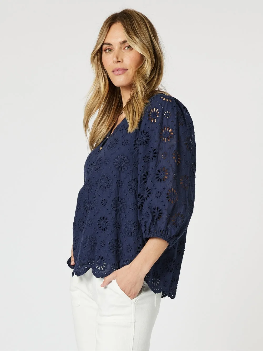 Jasmine Floral Lace Blouse - Navy sold by RC & Co product image thumbnail 4