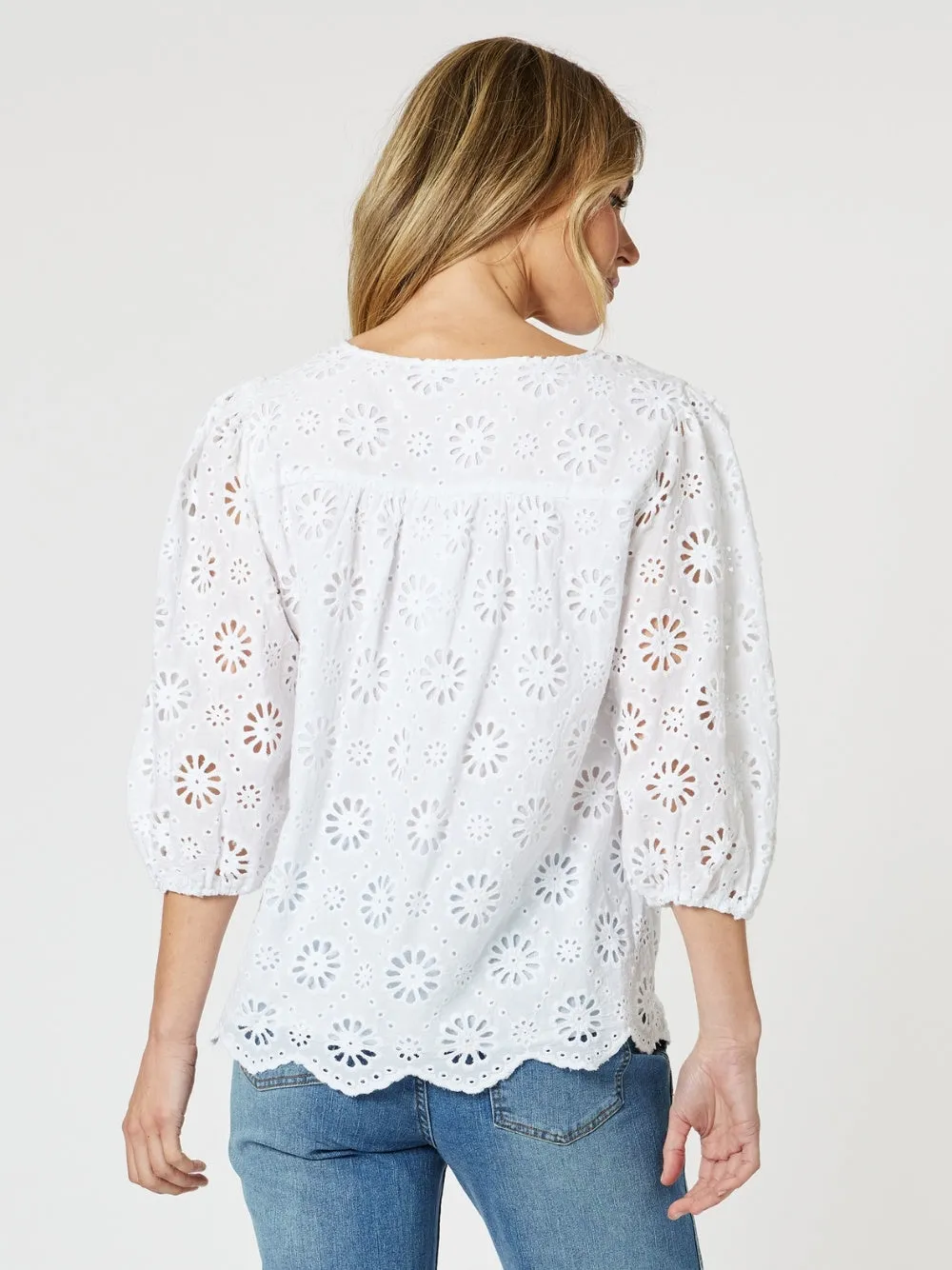 Jasmine Floral Lace Blouse - White sold by RC & Co product image thumbnail 5