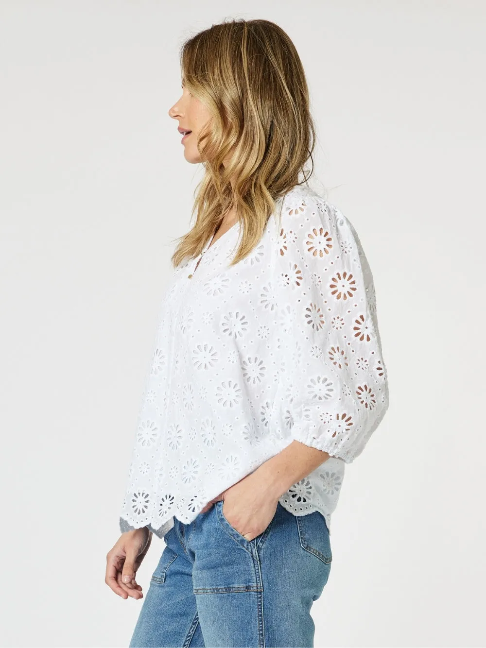 Jasmine Floral Lace Blouse - White sold by RC & Co product image thumbnail 4