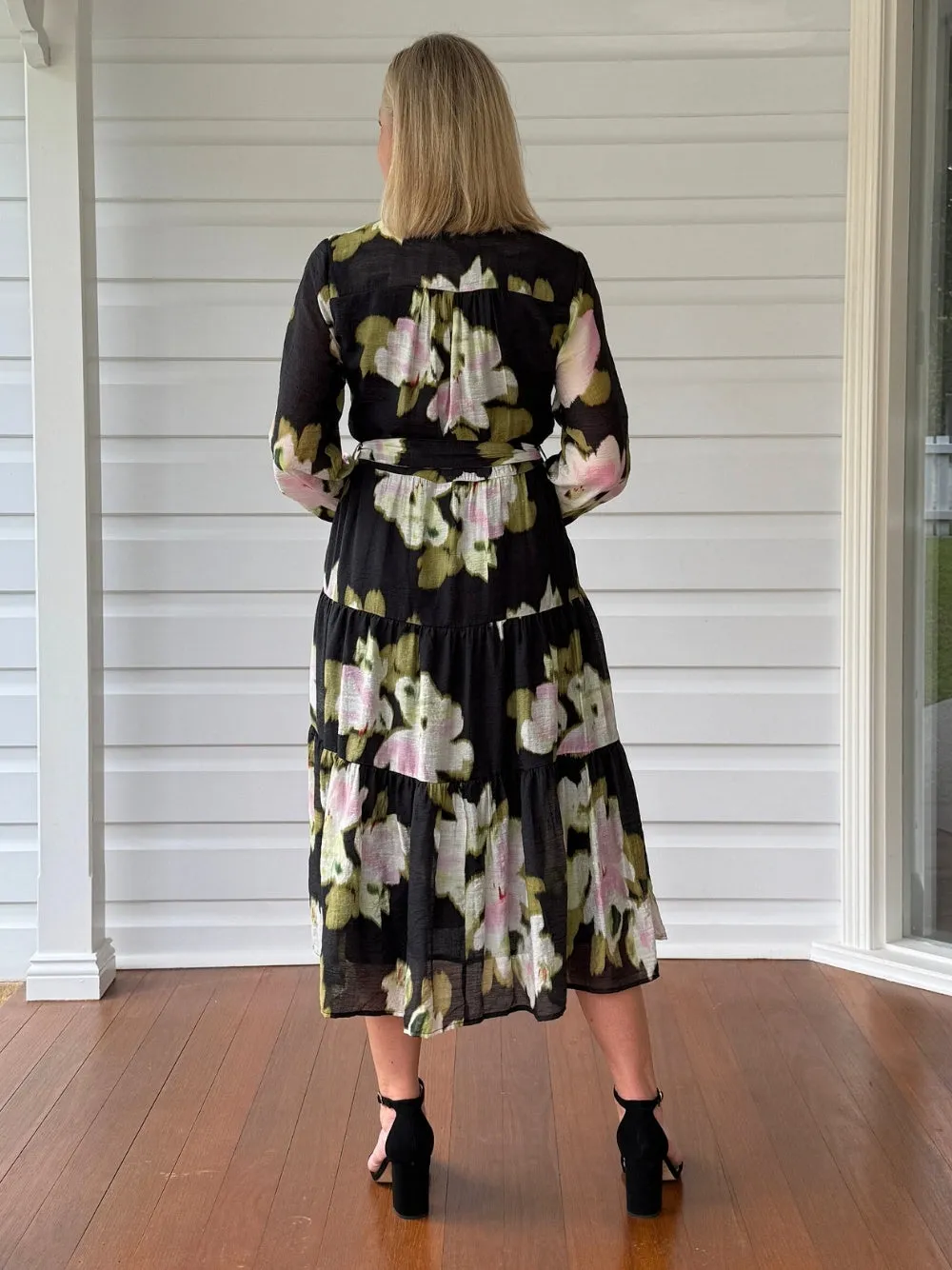 Maggie Floral Print Button Dress - Black/Multi sold by RC & Co product image thumbnail 5