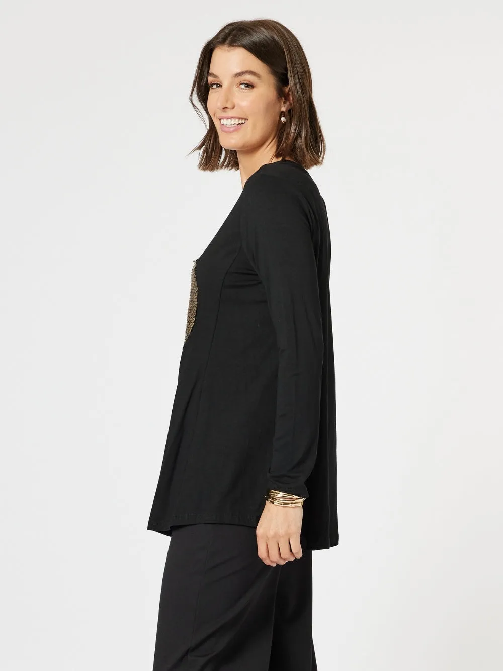 Sequin Sphere Long Sleeve Tee - Black/Gold sold by RC & Co product image thumbnail 3