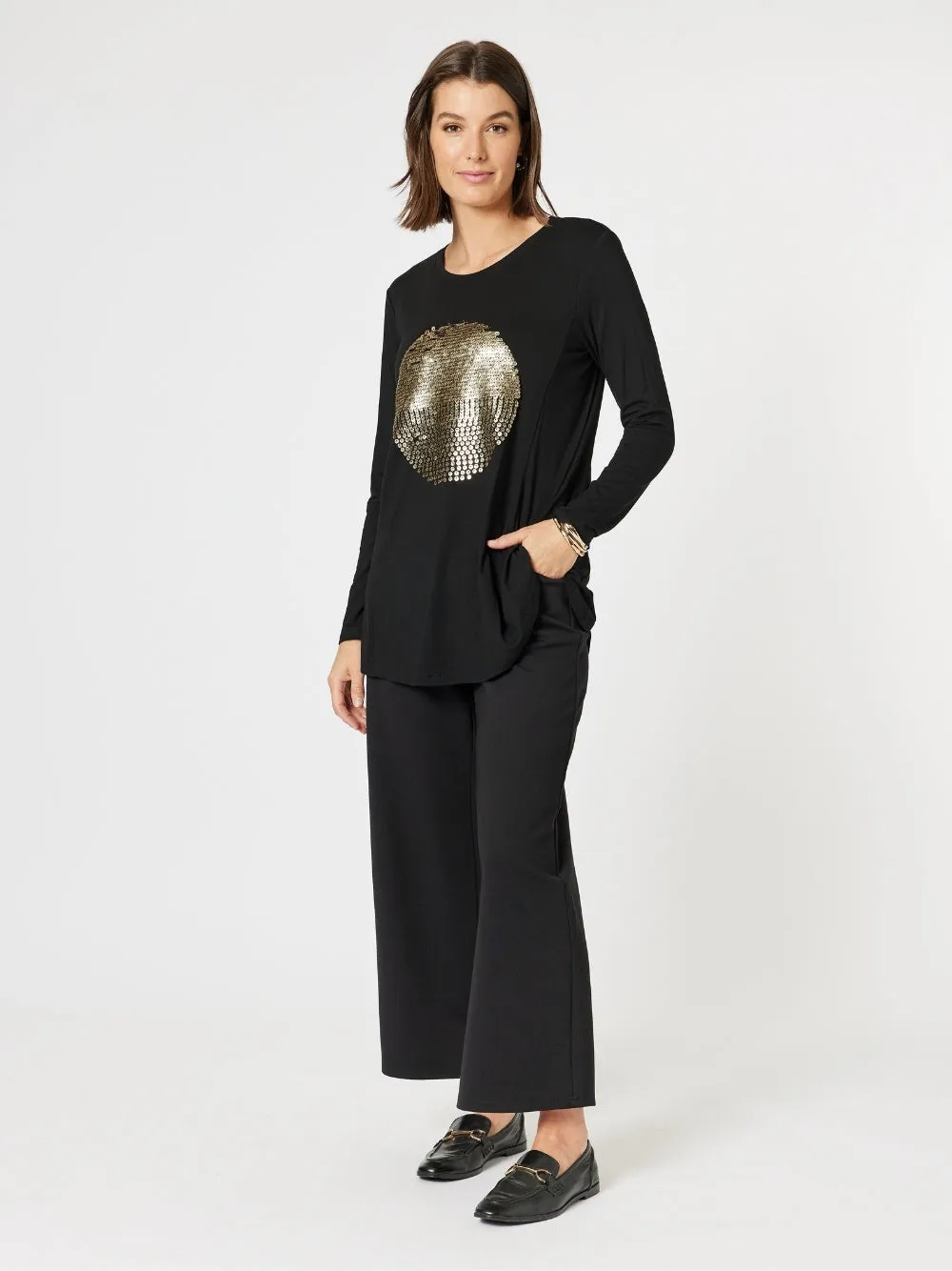 Sequin Sphere Long Sleeve Tee - Black/Gold sold by RC & Co product image thumbnail 2