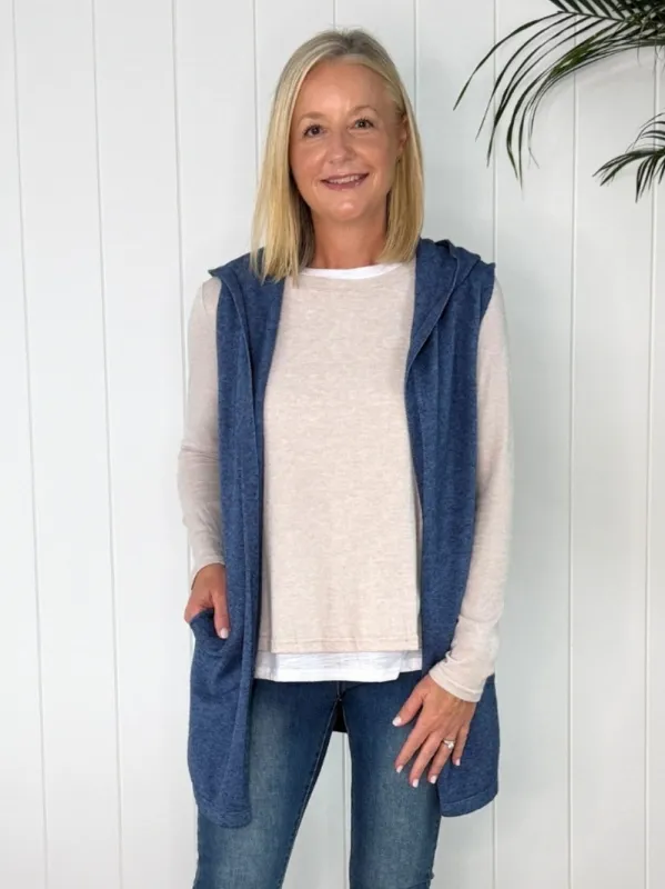 Ollie Side Button Vest - Indigo sold by RC & Co