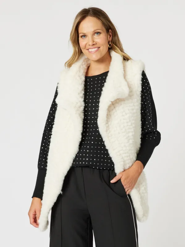 Minx Faux Fur Vest - Ivory sold by RC & Co