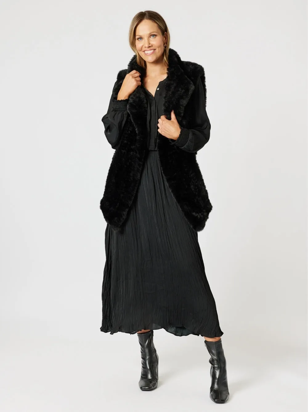 Minx Faux Fur Vest - Black sold by RC & Co product image thumbnail 2