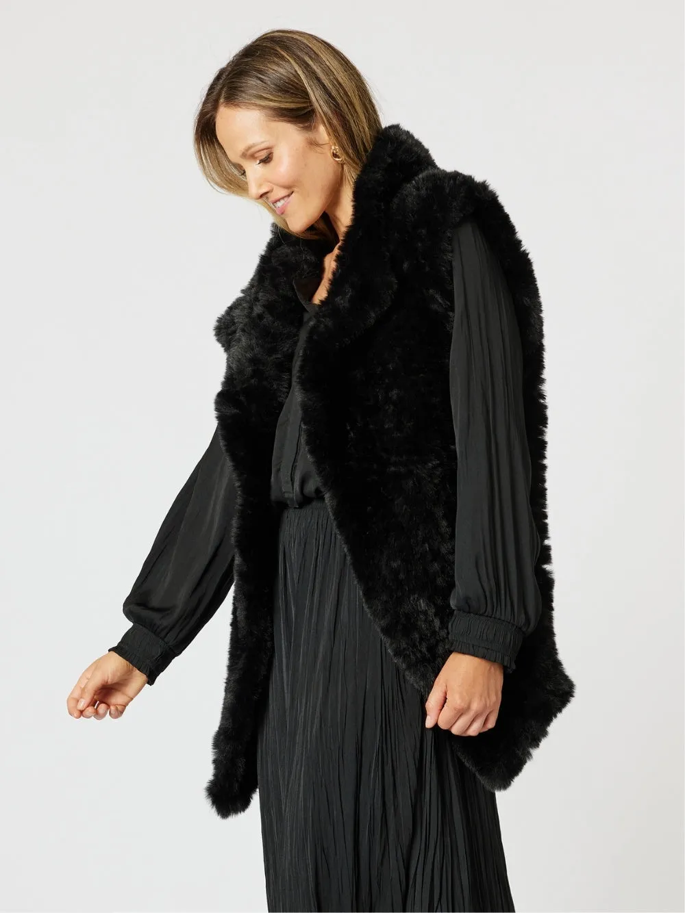 Minx Faux Fur Vest - Black sold by RC & Co product image thumbnail 4