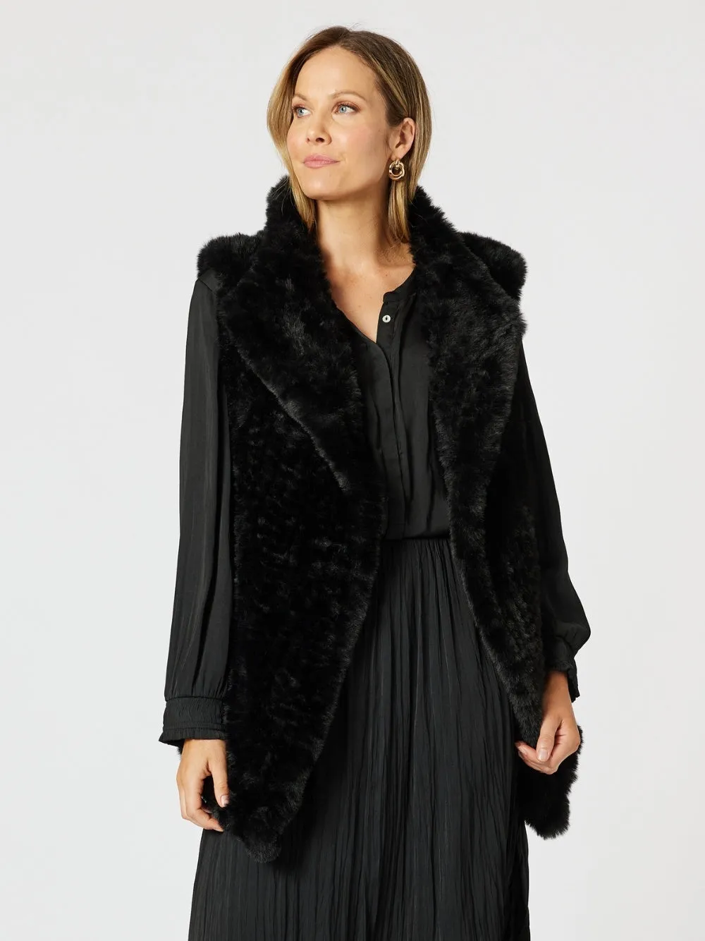 Minx Faux Fur Vest - Black sold by RC & Co