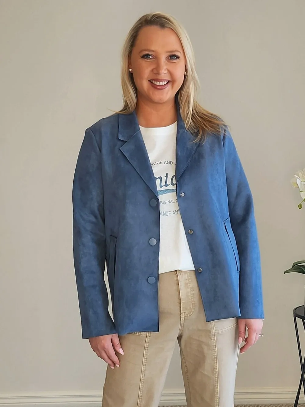 Avenue Faux Suede Jacket - Indigo sold by RC & Co