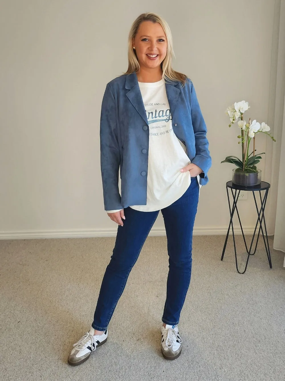 Avenue Faux Suede Jacket - Indigo sold by RC & Co product image thumbnail 2