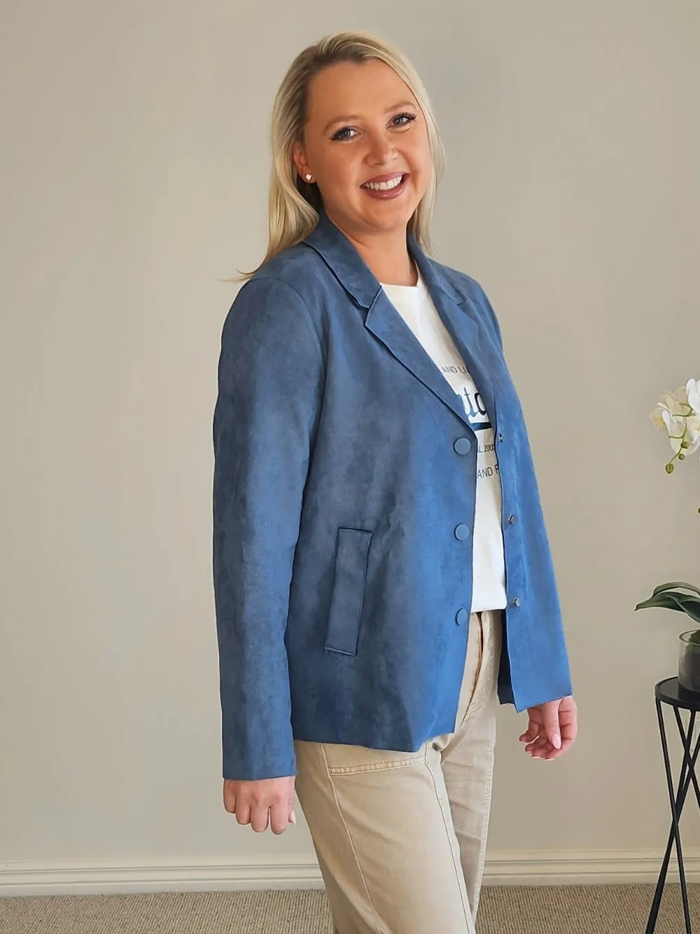 Avenue Faux Suede Jacket - Indigo sold by RC & Co product image thumbnail 3