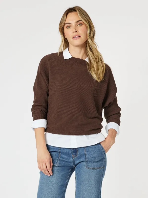 Carmen Batwing Knit - Chocolate sold by RC & Co