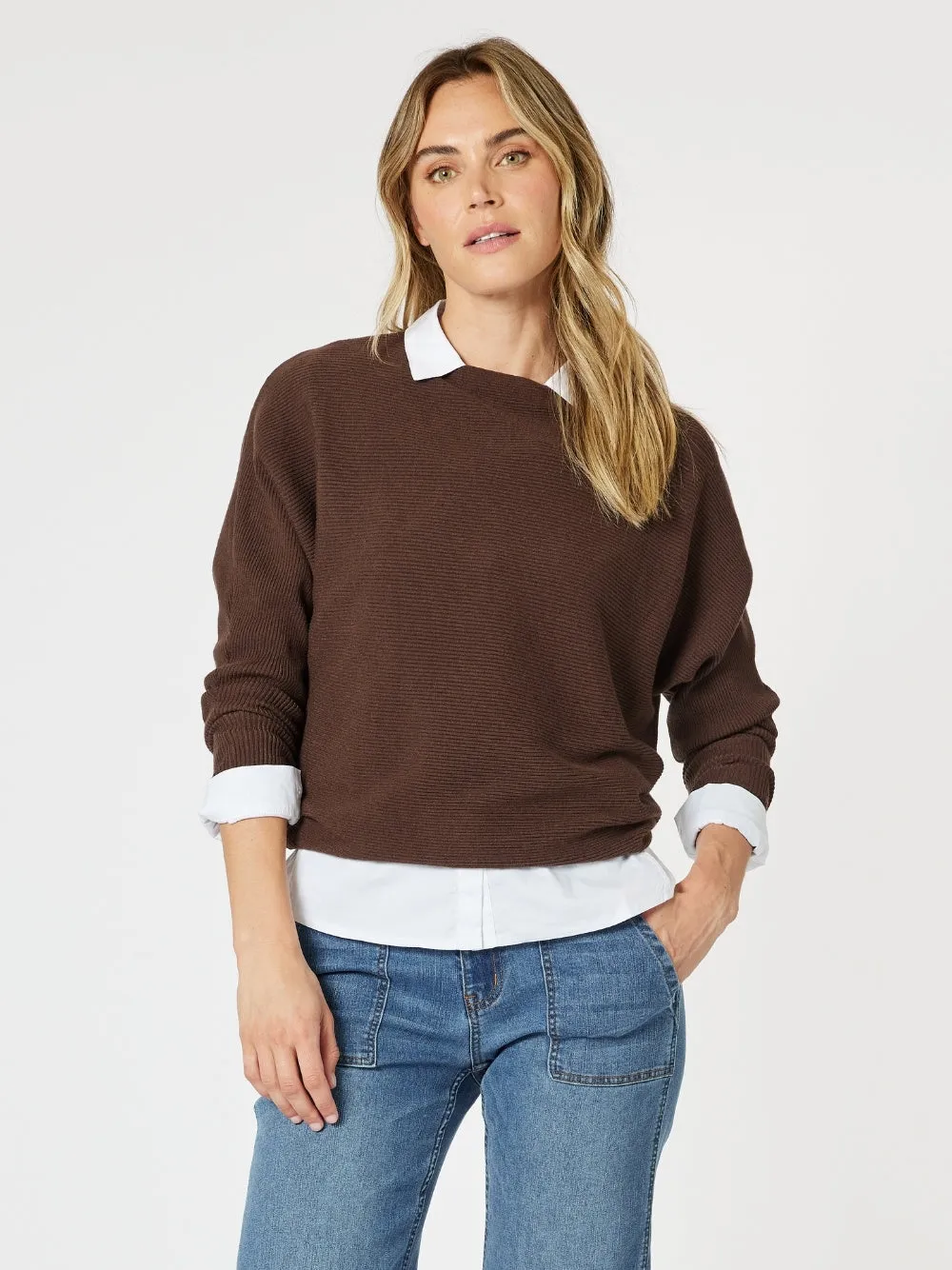 Carmen Batwing Knit - Chocolate sold by RC & Co