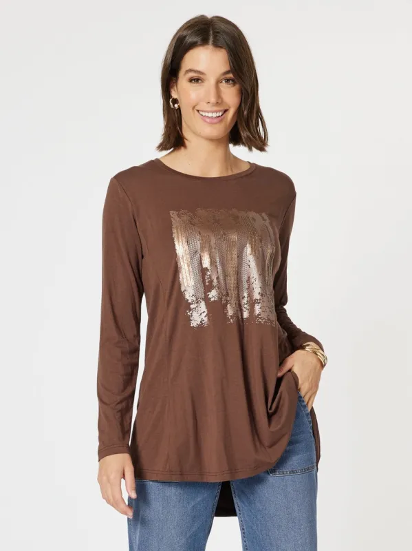 Painters Print Long Sleeve Tee - Chocolate/Gold sold by RC & Co