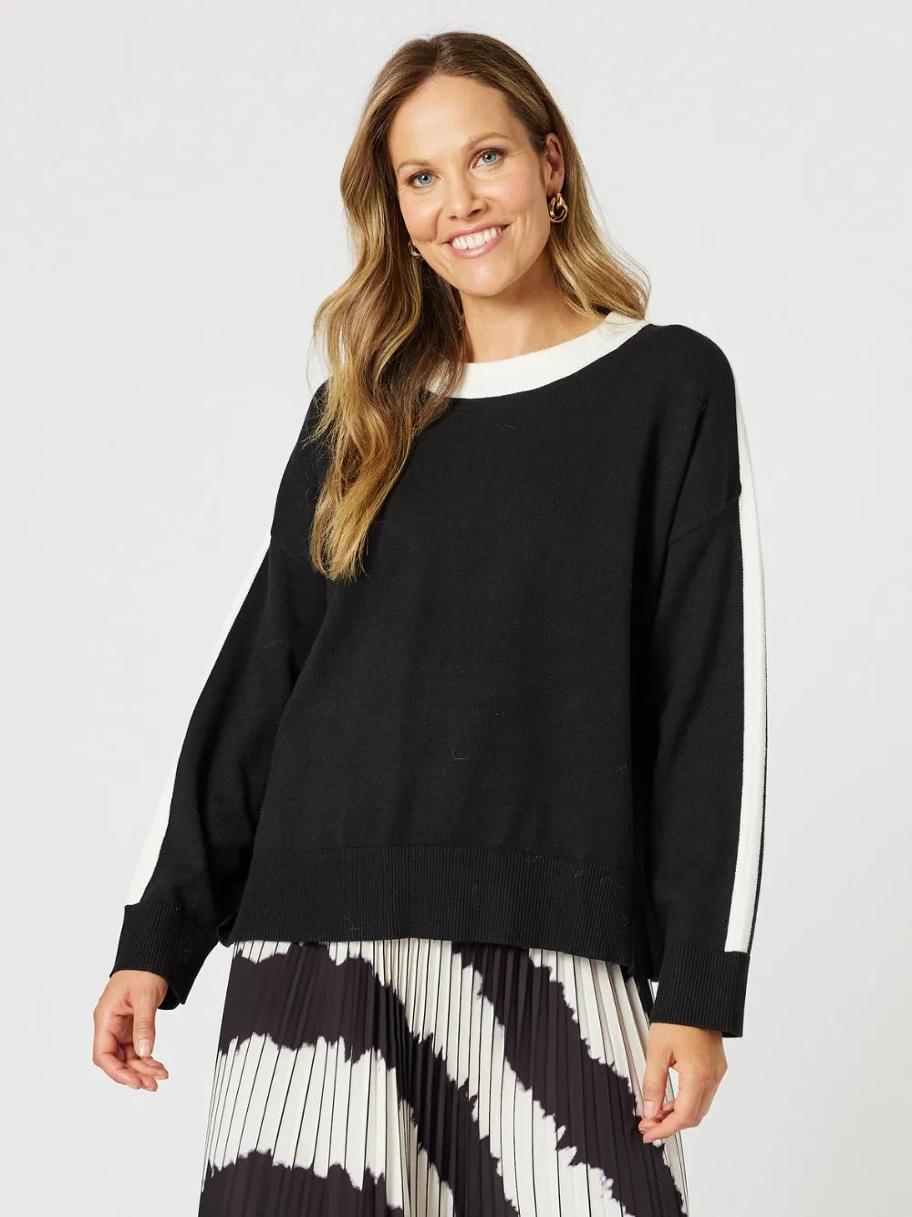 Monaco Contrast Knit - Black/Ivory sold by RC & Co