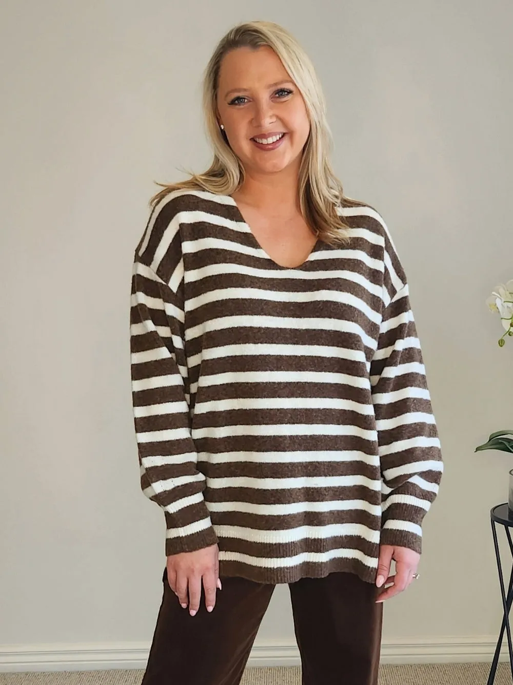 Jackie Stripe Knit - Chocolate sold by RC & Co