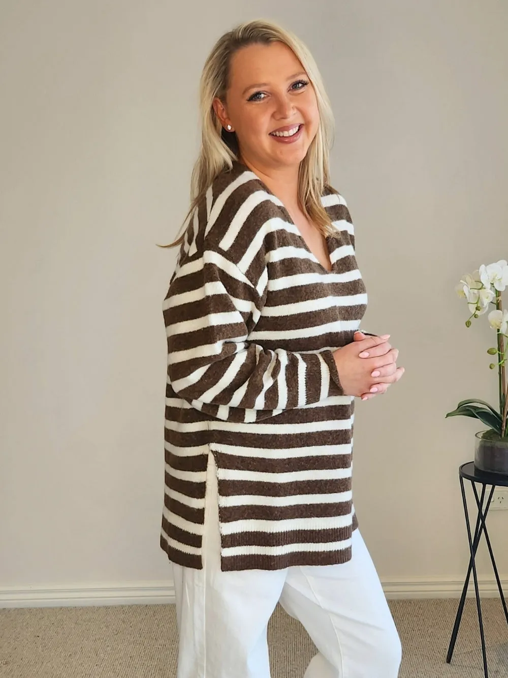 Jackie Stripe Knit - Chocolate sold by RC & Co product image thumbnail 3