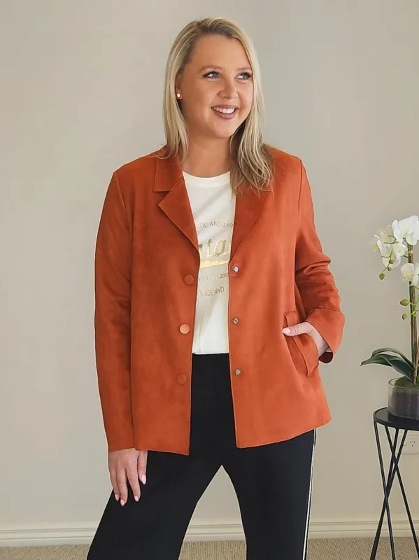 Avenue Faux Suede Jacket - Fig sold by RC & Co