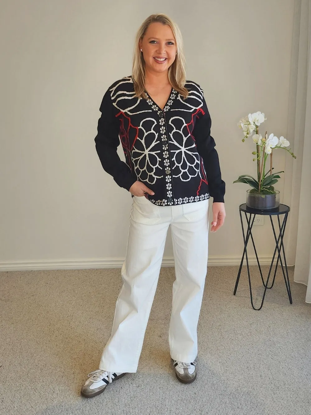 Art Deco Floral Knit Cardigan - Black/Multi sold by RC & Co product image thumbnail 2