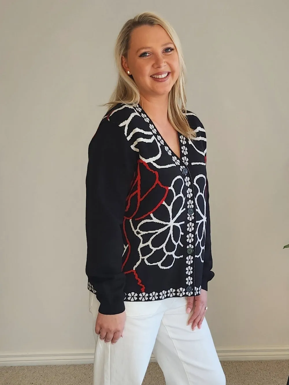 Art Deco Floral Knit Cardigan - Black/Multi sold by RC & Co product image thumbnail 3