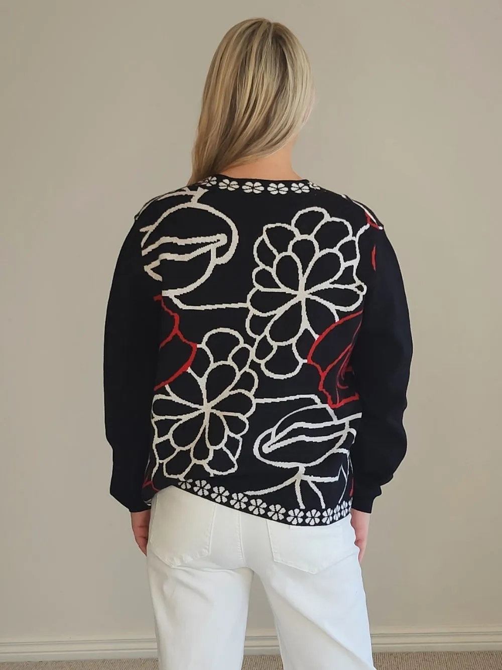 Art Deco Floral Knit Cardigan - Black/Multi sold by RC & Co product image thumbnail 4