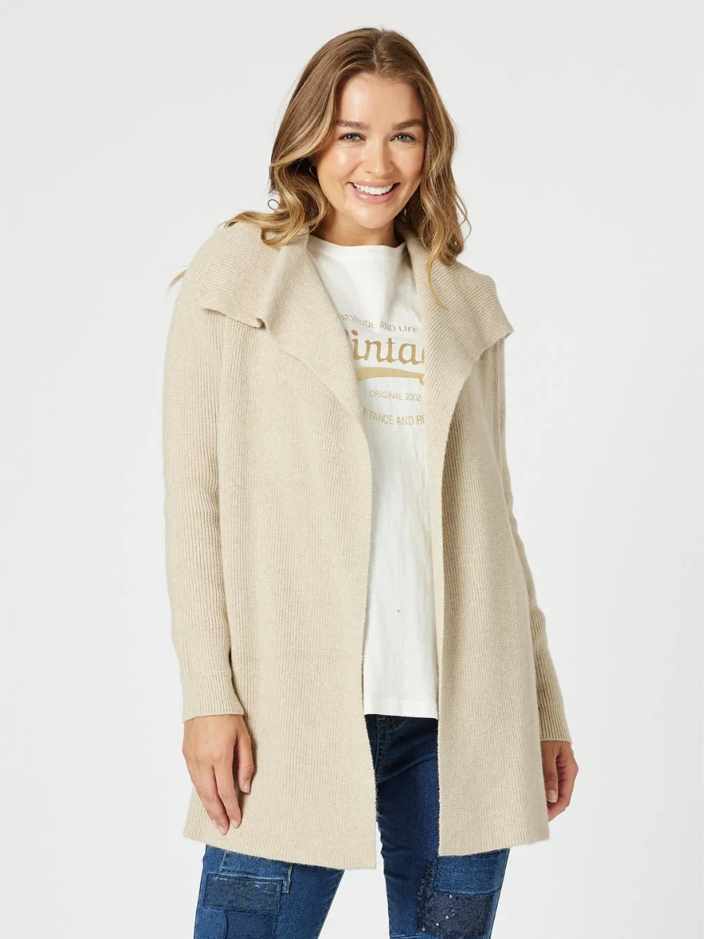 Ava Rib Cardigan - Natural sold by RC & Co